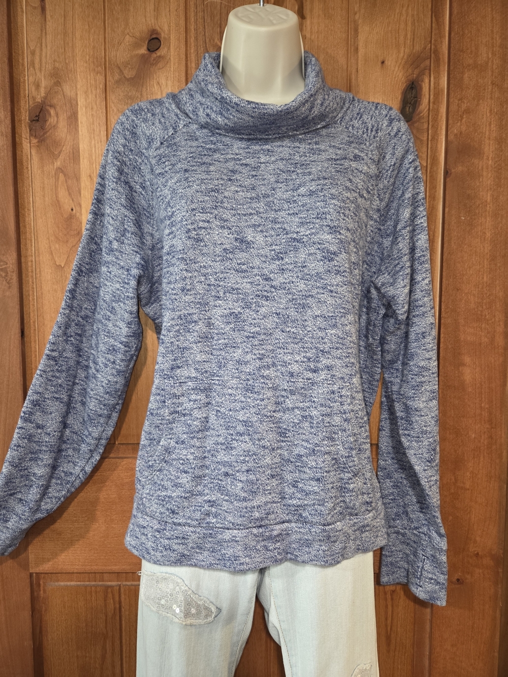 GAP Women's Blue Marled Cowl Neck Sweater